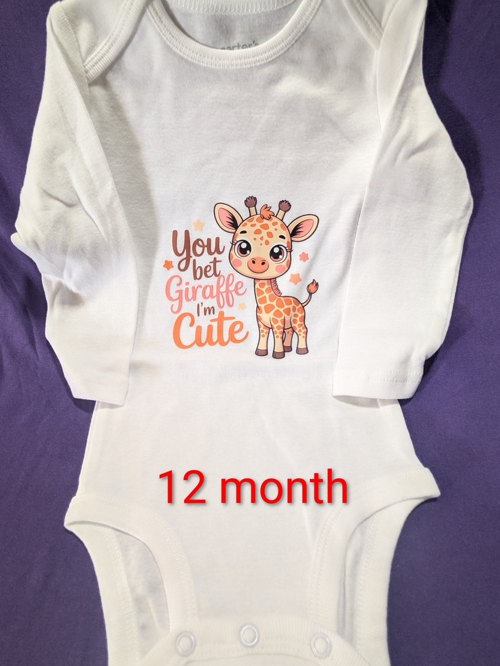 Carter's White Long-Sleeve Bodysuit with Orange Giraffe Print